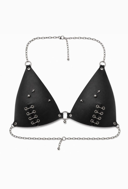 Leather Piercing Bra